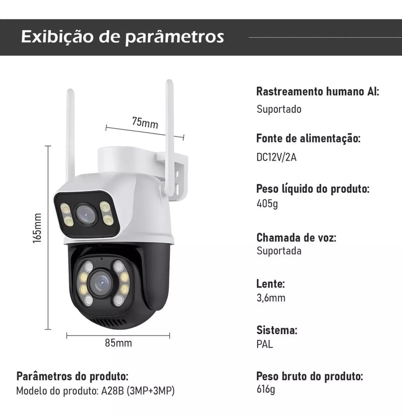Kit 2 Câmera Segurança Ip A31 App Icsee Prova D'agua Lente