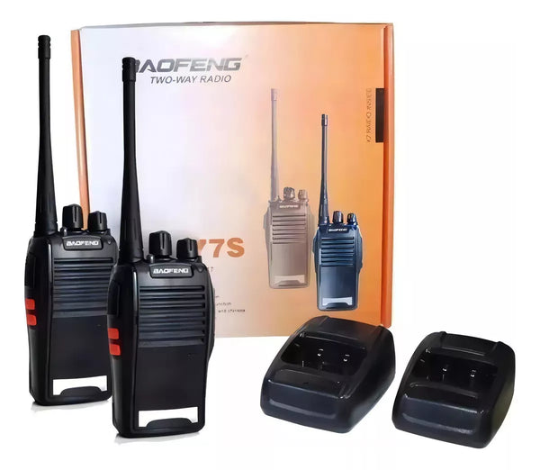Kit 2 Radio Walk Talk Comunicador 16 Ch 12km Baofeng 777s Ht Bandas De Freqüência 400-470mhz Cor Preto