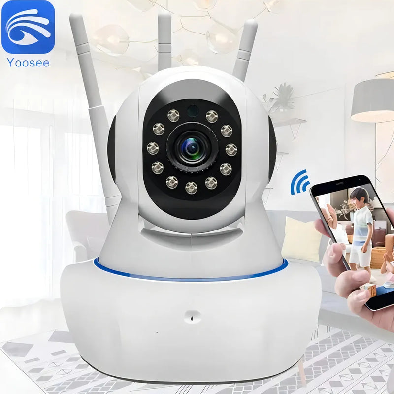 Camera Ip Segurança P2p 3 Antenas Wifi Visão Noturna Yoosee