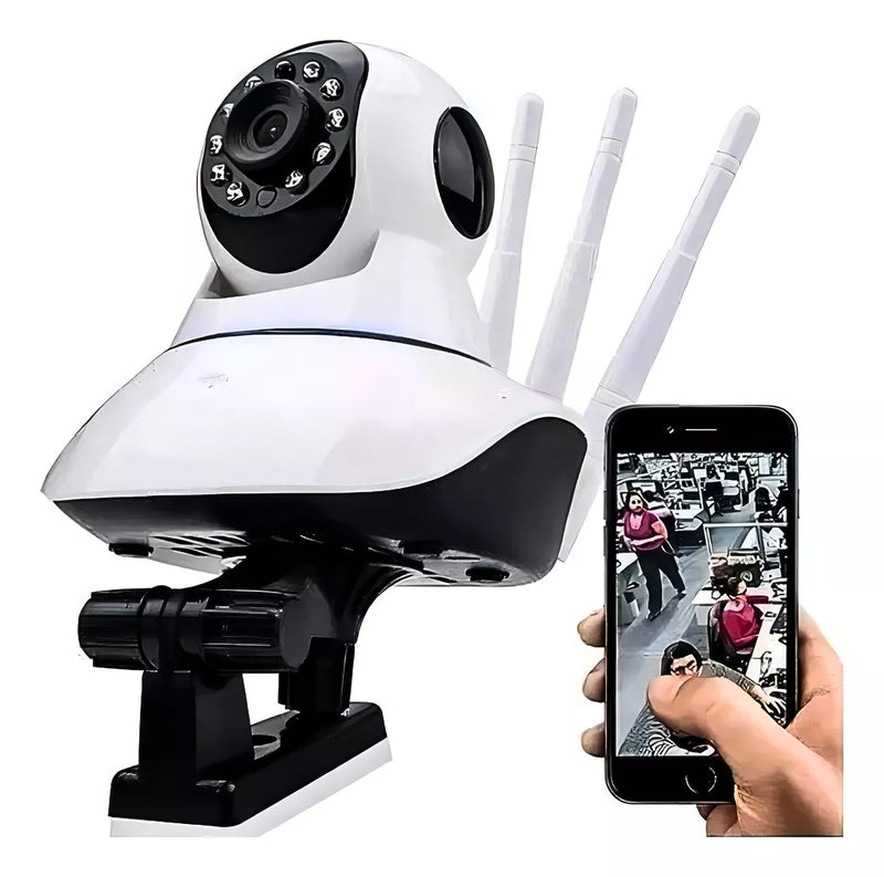 Camera Ip Segurança P2p 3 Antenas Wifi Visão Noturna Yoosee